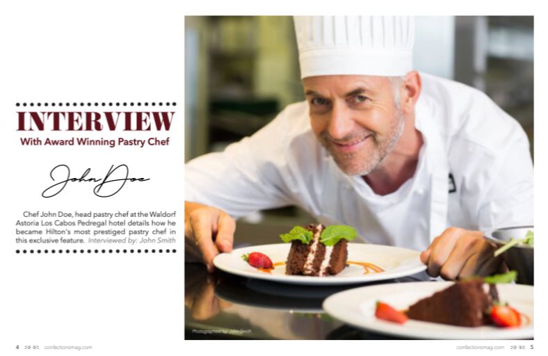a magazine spread introducing an interview with a chef