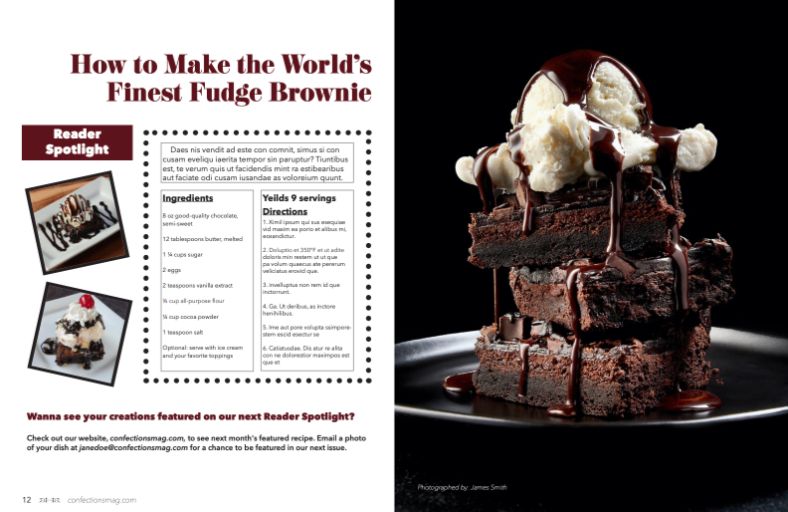 a recipe for a fudge brownie with a photo of a brownie sundae