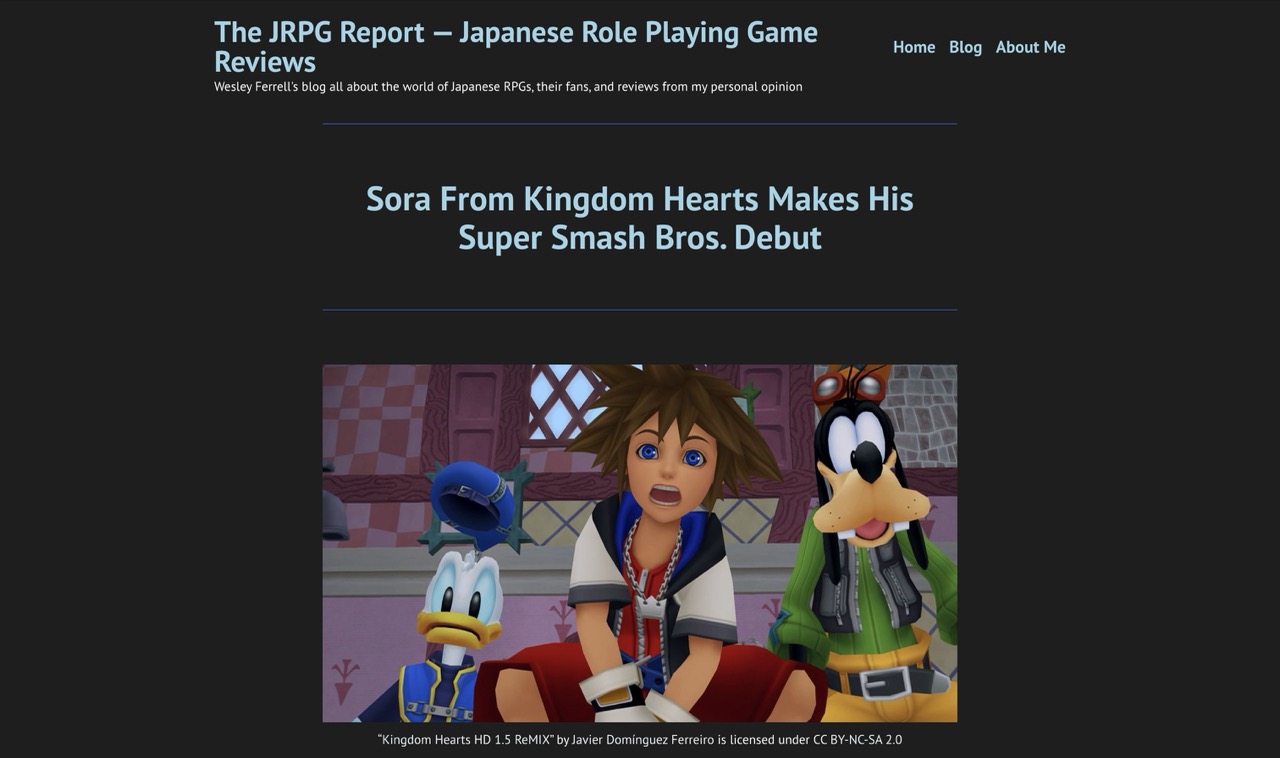 an article about Sora from kingdom hearts coming to super smash brothers